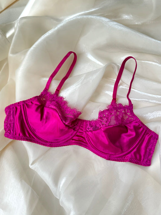 Rose red lace bra set