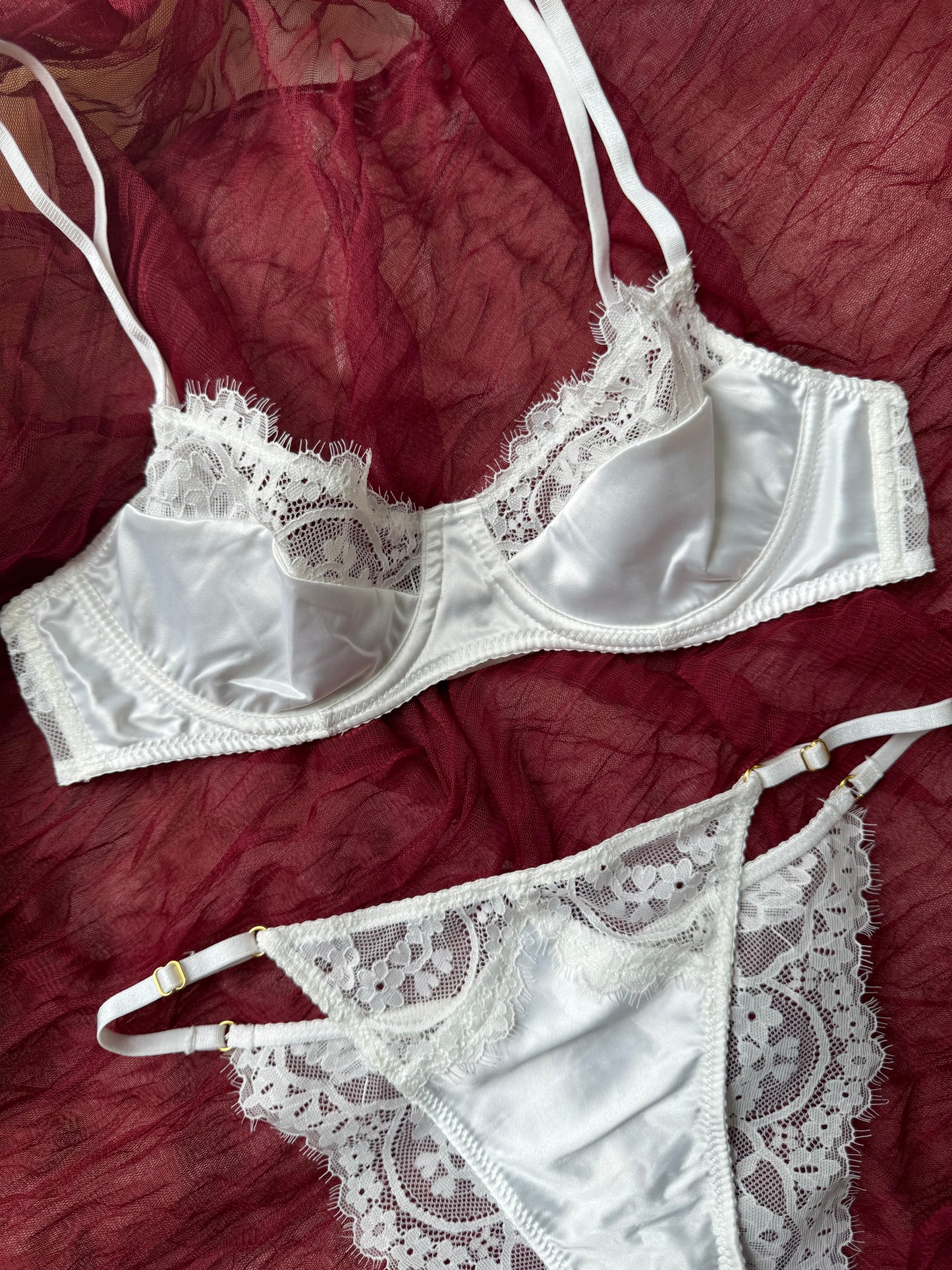 Pure white lace bra set